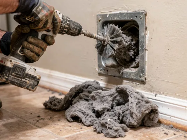Certified East Cleveland Dryer Vent Cleaning technician performing dryer vent cleaning in East Cleveland