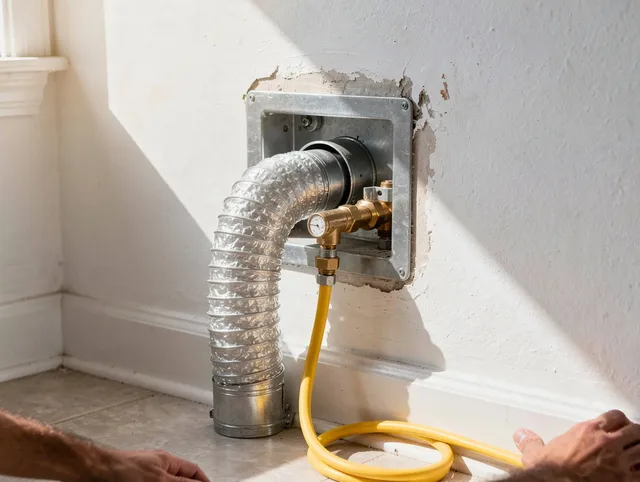 East Cleveland Dryer Vent Cleaning certified technician performing specialized gas dryer vent cleaning in East Cleveland
